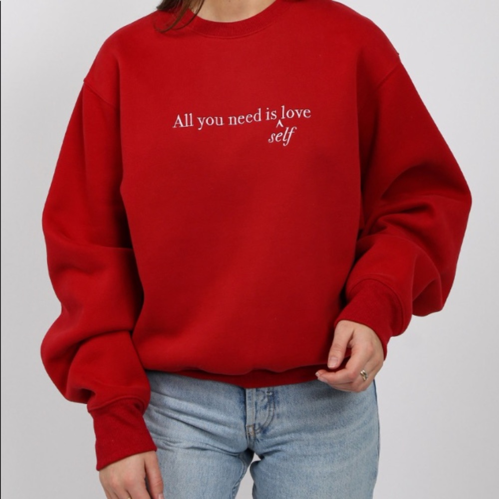 Brunette The Label Bold Red Crew Neck Sweater